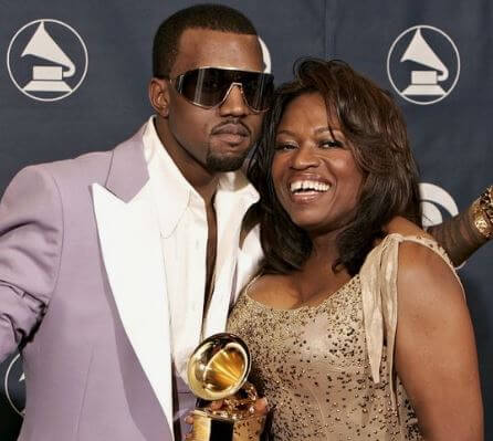 Donda West with her son Kanye West in an event.